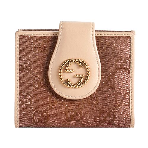 Gucci GG Canvas Studded Interlocking G Scarlett Wallet 