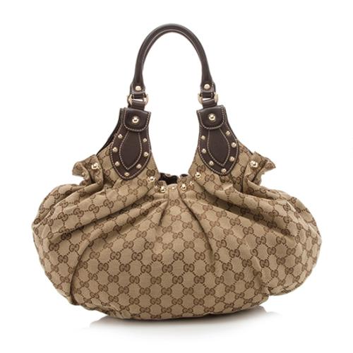 Gucci GG Canvas Studded Pelham Small Shoulder Bag