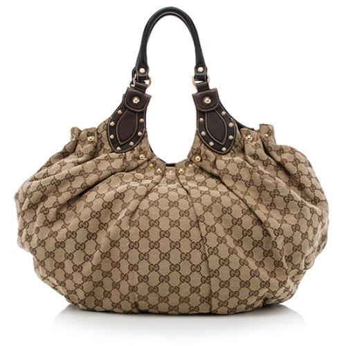 Gucci GG Canvas Studded Pelham Medium Shoulder Bag