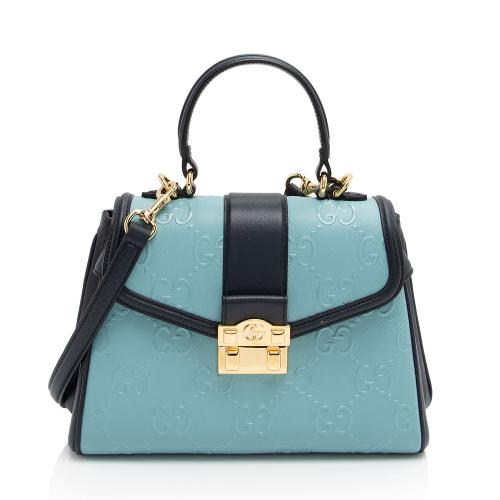Gucci GG Debossed Leather Small Top Handle