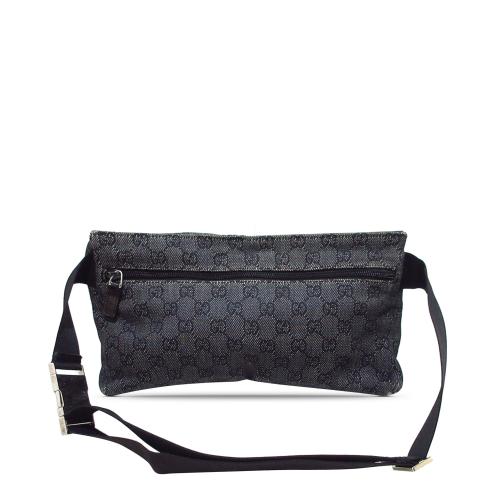 Gucci GG Denim Double Pocket Belt Bag