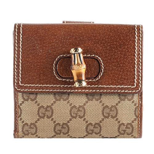 Gucci GG Fabric Bamboo Flap French Wallet