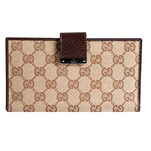 Gucci GG Fabric Checkbook Cover Wallet