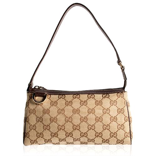 Gucci GG Fabric D Gold Pochette Shoulder Handbag