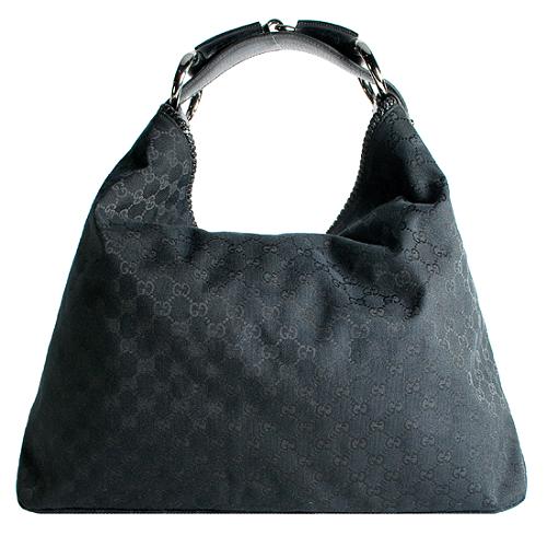 Gucci GG Fabric Horsebit Large Hobo Handbag