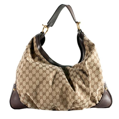 Gucci GG Fabric Jockey Large Hobo Handbag