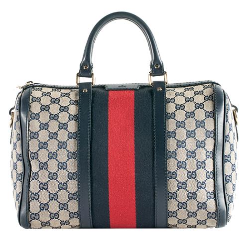 Gucci GG Fabric 'Vintage Web' Medium Boston Satchel Handbag