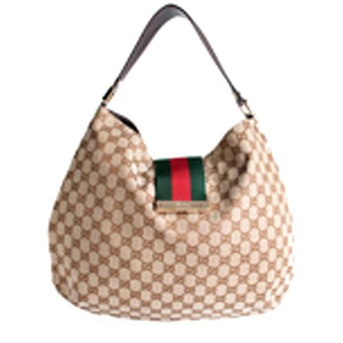 Gucci GG Fabric Web Hobo Handbag