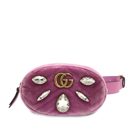 Gucci GG Marmont Velvet Crystal Belt Bag