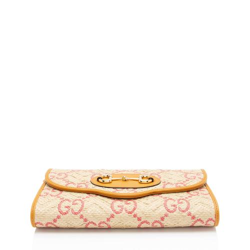 Gucci GG Raffia Horsebit 1955 Small Shoulder Bag