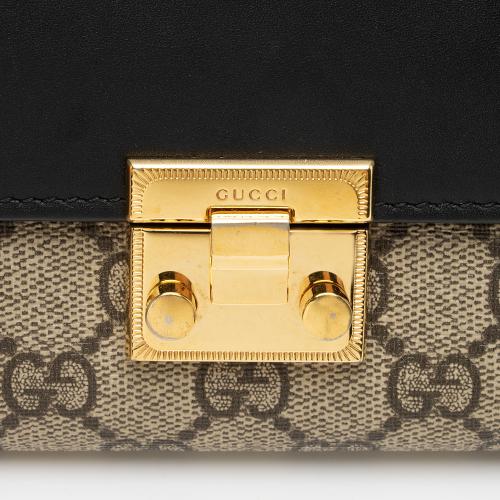 Gucci GG Supreme Calfskin Padlock Chain Wallet