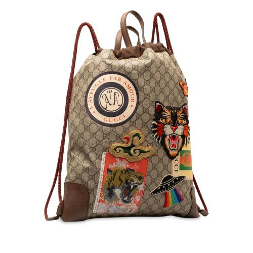 Gucci GG Supreme Courrier Drawstring Backpack