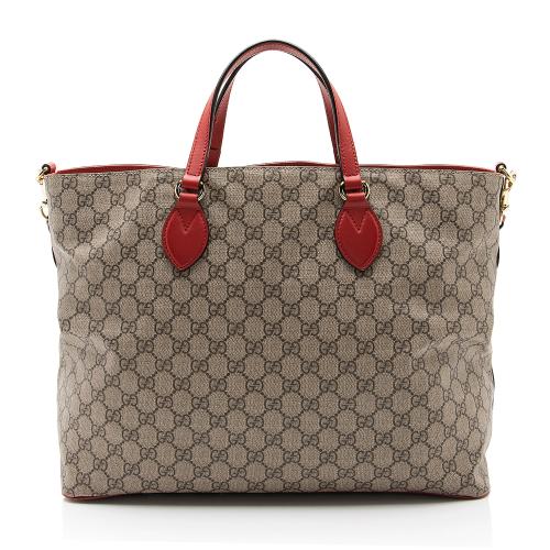 Gucci GG Supreme Embroidered Kingsnake Heart Soft Courrier Tote