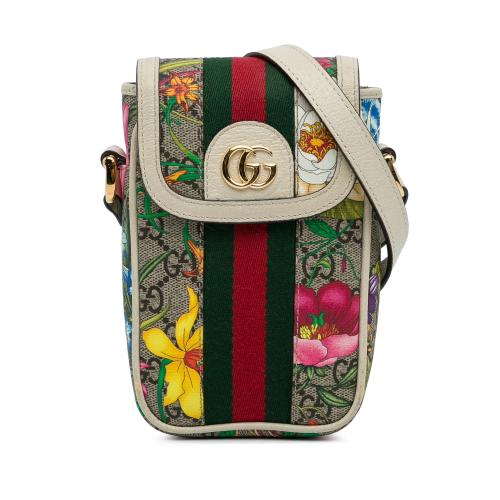 Gucci GG Supreme Flora Ophidia Phone Crossbody Bag