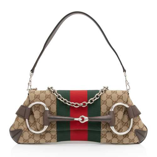 Gucci GG Supreme Horsebit Web Chain Shoulder Bag