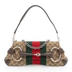 Gucci GG Supreme Horsebit Web Chain Shoulder Bag