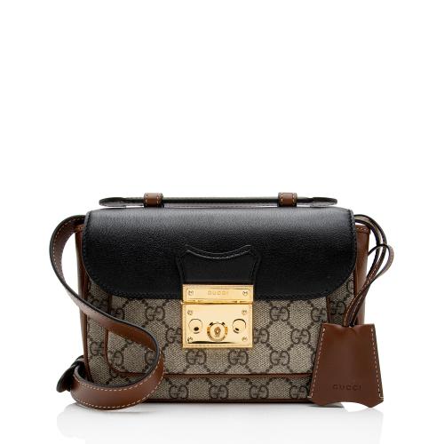 Gucci GG Supreme Leather Padlock Mini Crossbody Bag