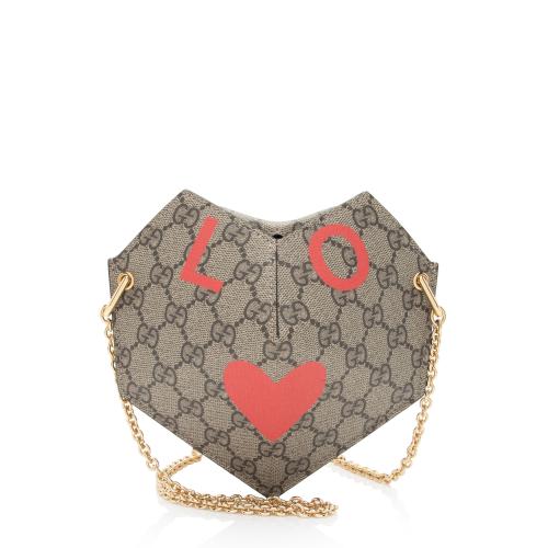 Gucci GG Supreme Love Heart Valentines Mini Crossbody Bag