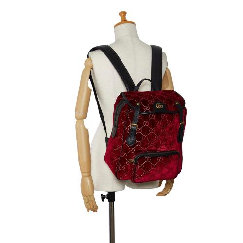 Gucci GG Velvet Double Buckle Backpack