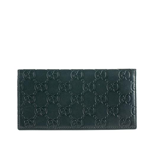 Gucci Guccisma Leather Checkbook Cover Wallet