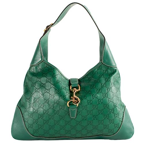 Gucci Oversize Guccissima Green Leather Jackie Bag