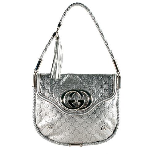 Gucci Guccissima Leather Britt Medium Shoulder Handbag