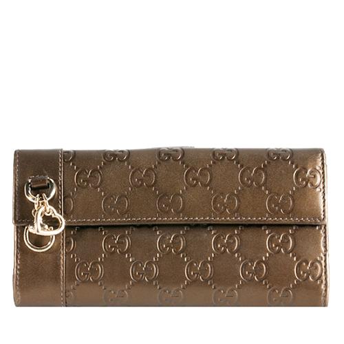 Gucci Guccissima Leather Charm Continental Wallet
