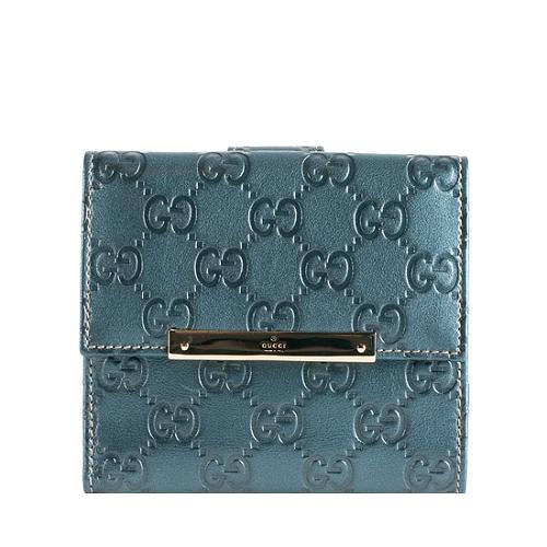 Gucci Guccissima Leather Flap French Wallet