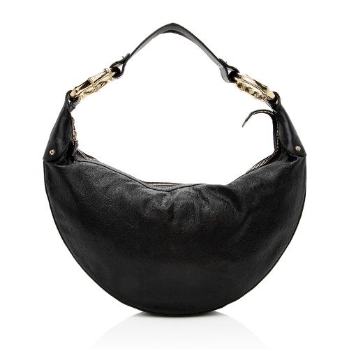 Gucci Guccissima Leather Half Moon Bamboo Ring Hobo