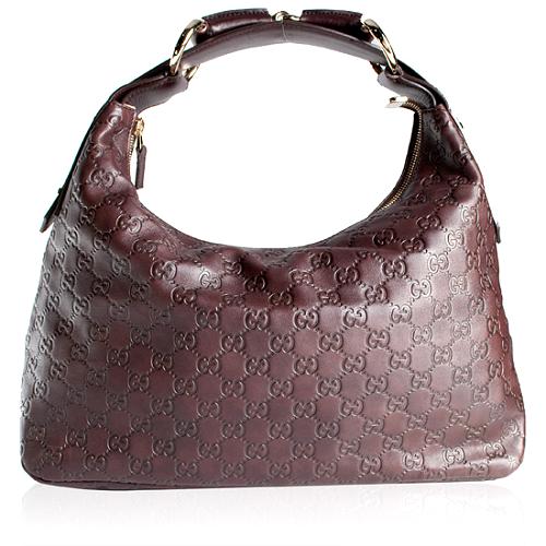 Gucci Guccissima Leather Horsebit Medium Hobo Handbag