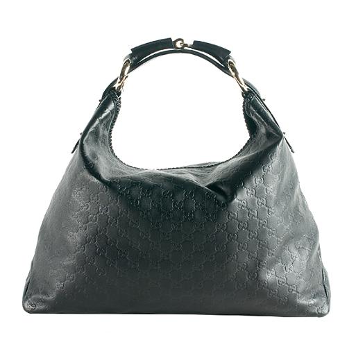 Gucci Guccissima Leather Large Horsebit Hobo Handbag