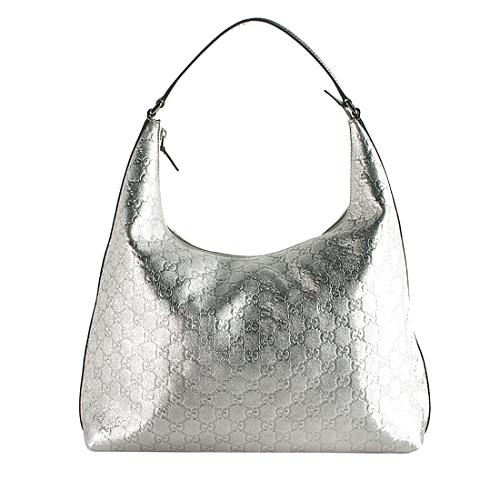 Gucci Guccissima Leather Metallic Hobo Handbag