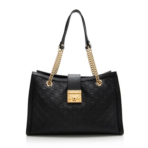 Gucci Guccissima Leather Padlock Chain Medium Shoulder Bag