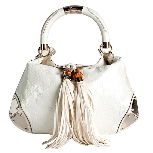 Gucci Guccissima Patent Leather Indy Medium Top Handle Satchel Handbag