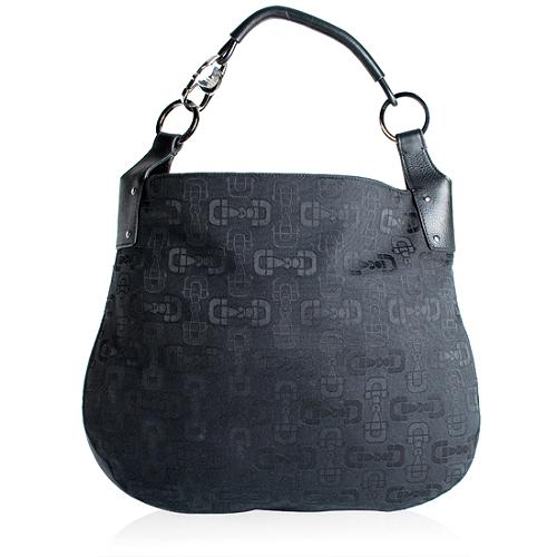 Gucci Horsebit Print Fabric Hobo Handbag