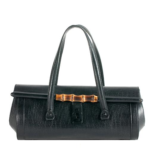 Gucci Leather Bamboo Bullet Satchel