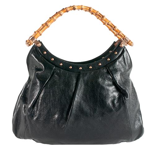 Gucci Leather Bamboo Studded Large Hobo