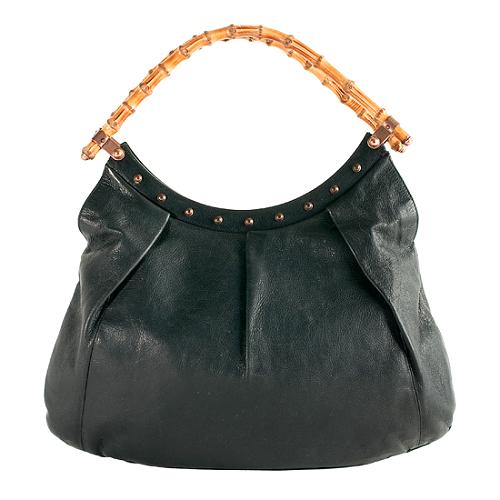 Gucci Leather Bamboo Studded Large Hobo