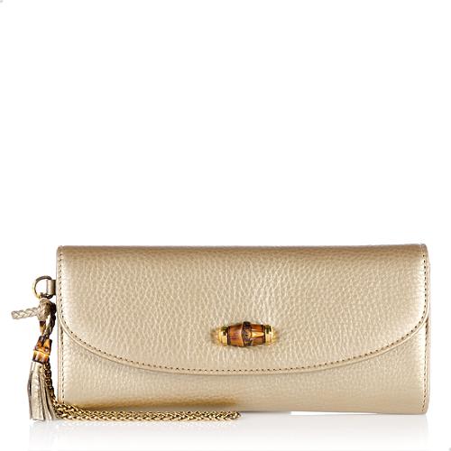 Gucci Leather Bamboo Night Chain Clutch 