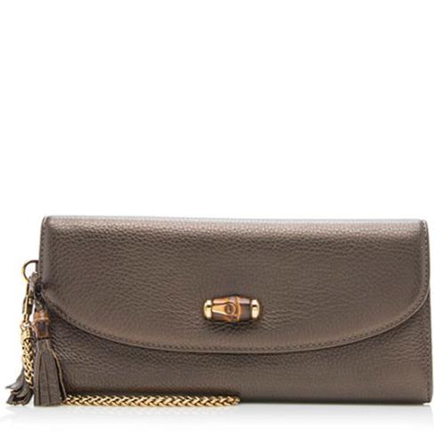 Gucci Leather Bamboo Night Chain Clutch