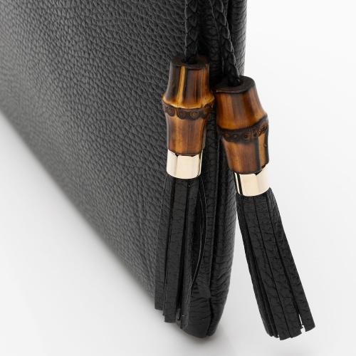 Gucci Leather Bamboo Tassel Zip Clutch