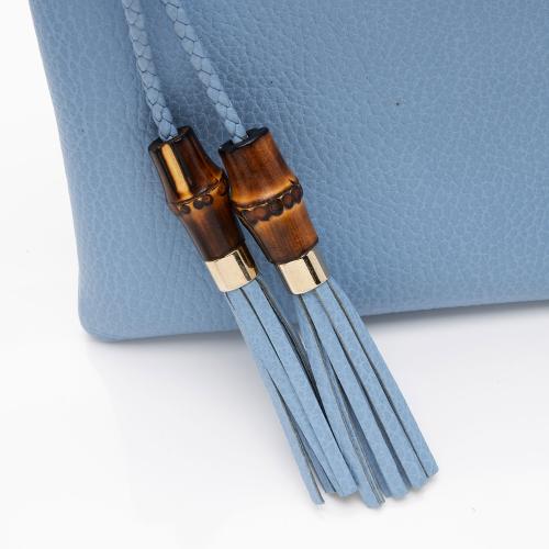 Gucci Leather Bamboo Tassel Zip Clutch