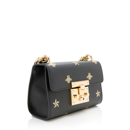 Gucci Leather Bee & Star Padlock Mini Shoulder Bag