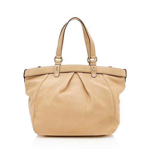 Gucci Leather Belted Bamboo Tote