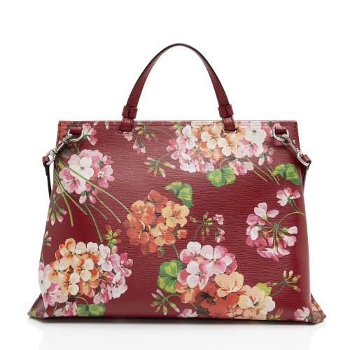 Gucci Leather Blooms Bamboo Daily Large Satchel
