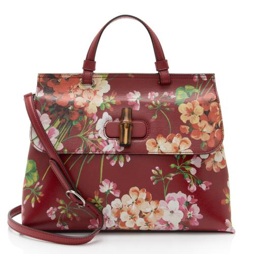 Gucci Leather Blooms Bamboo Daily Medium Satchel