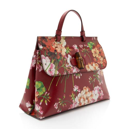 Gucci Leather Blooms Bamboo Daily Medium Satchel