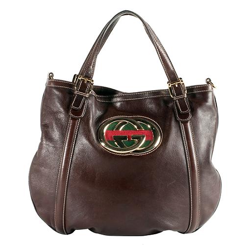 Gucci Leather Britt Convertible Hobo Handbag