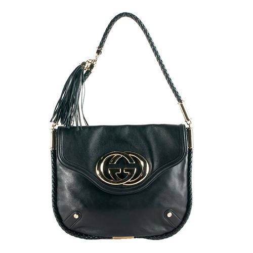 Gucci Leather Britt Medium Shoulder Handbag