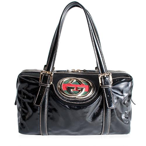 Gucci Leather Britt Small Boston Satchel Handbag